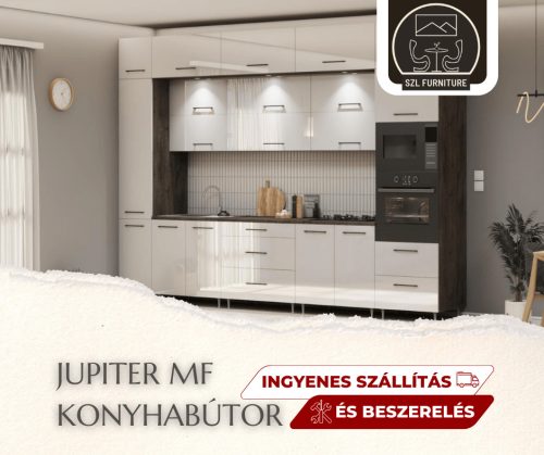 Jupiter konyha Magasfényű fronttal (Ajándék mosogatótálcával)